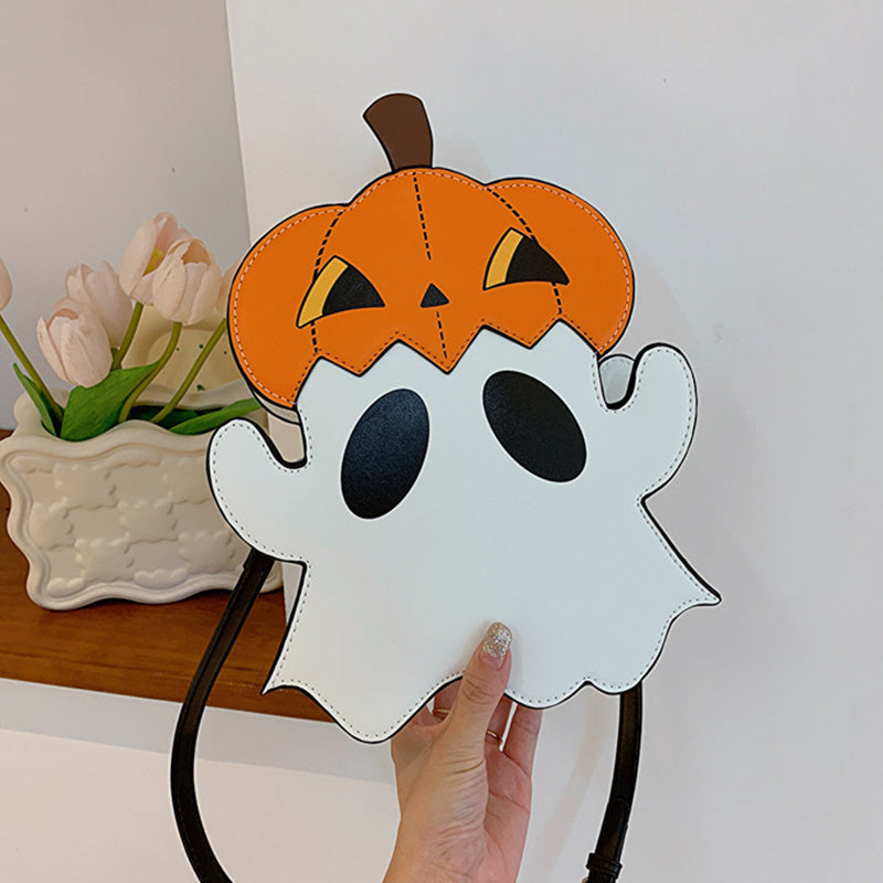Halloween Shouder Bags Creative 3D Cartoon Pumpkin Ghost Design Cute Bags Women Cell Phone Purses Novelty Personalized Candy Crossbody Bags - Kenzllc