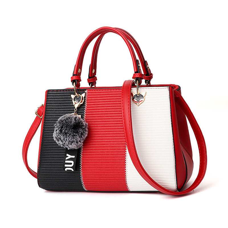 Women Hairball Ornaments Totes Patchwork Handbag Party Purse Ladies Messenger Crossbody Shoulder Bags Women Handbags - Kenzllc