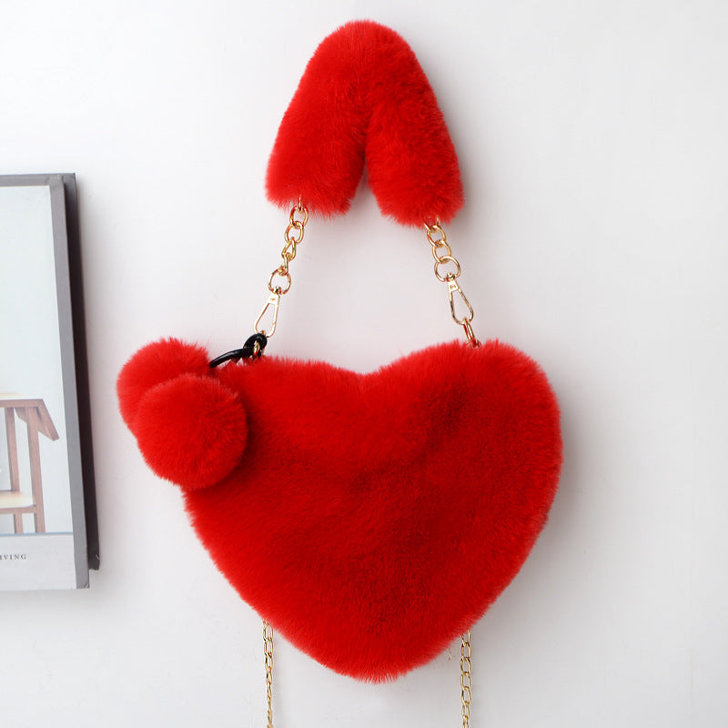 Love Bags Soft Plush Handbags Women Valentine's Day Party Bag - Kenzllc