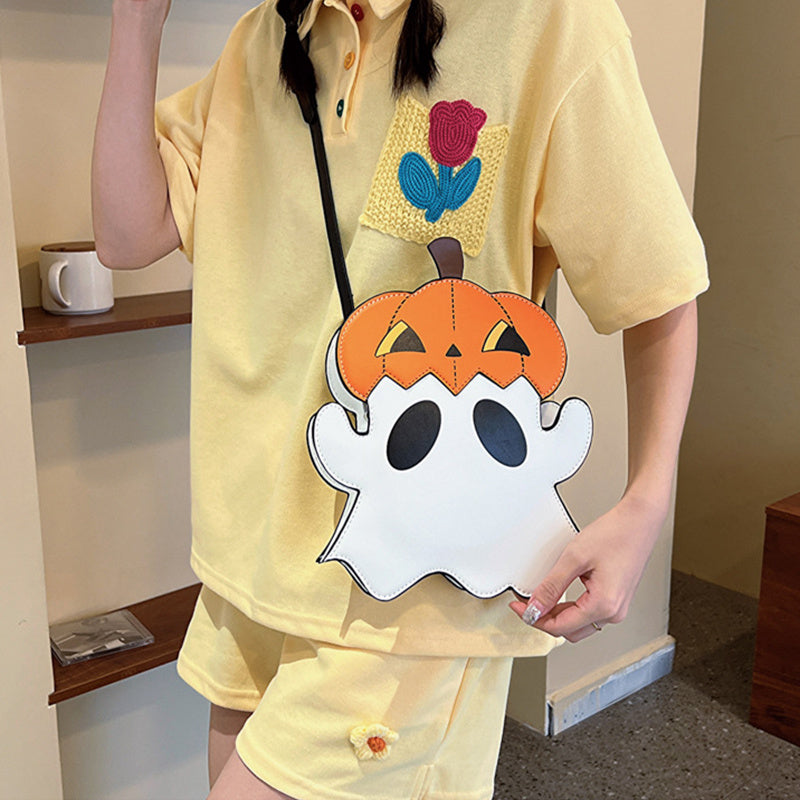 Halloween Shouder Bags Creative 3D Cartoon Pumpkin Ghost Design Cute Bags Women Cell Phone Purses Novelty Personalized Candy Crossbody Bags - Kenzllc