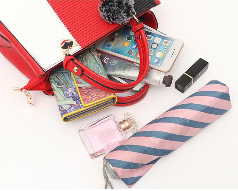 Women Hairball Ornaments Totes Patchwork Handbag Party Purse Ladies Messenger Crossbody Shoulder Bags Women Handbags - Kenzllc
