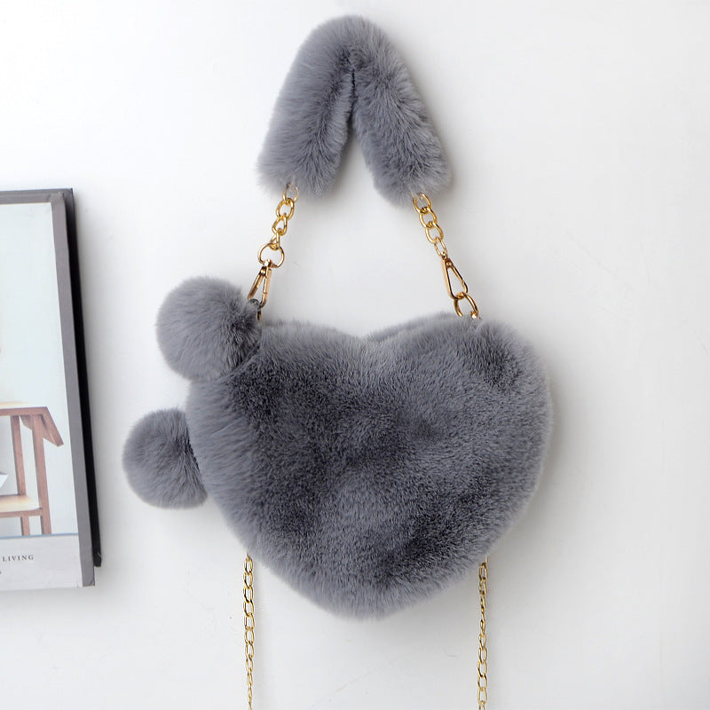 Love Bags Soft Plush Handbags Women Valentine's Day Party Bag - Kenzllc