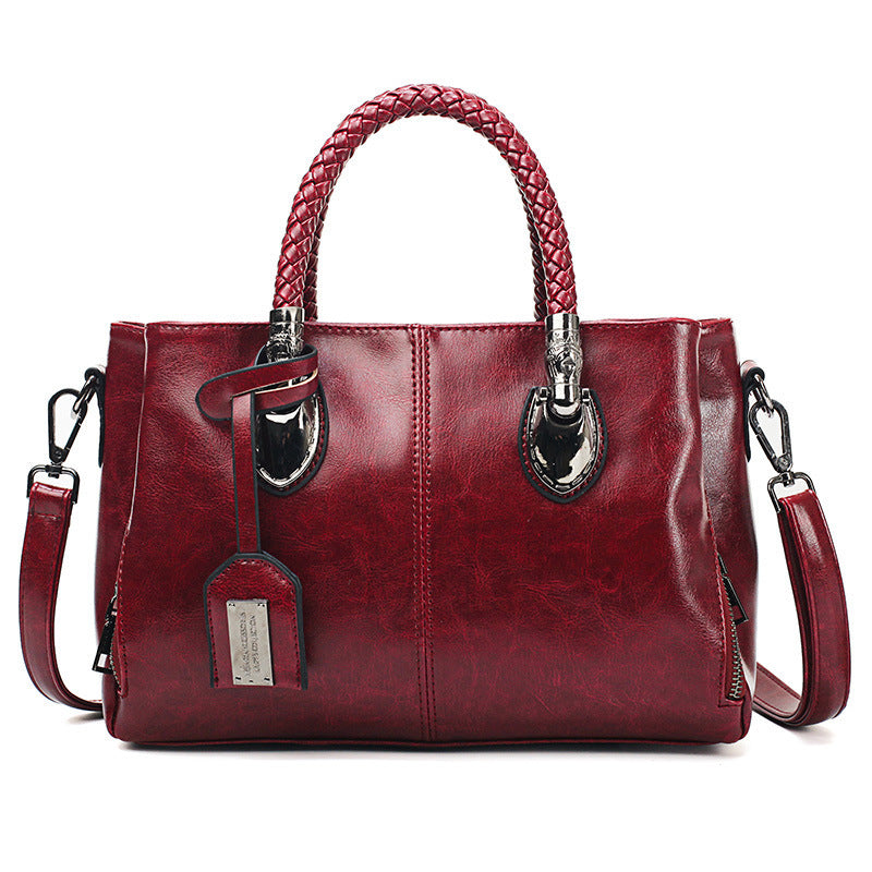 Vintage Oil Wax leather luxury handbags Women Bags - Kenzllc