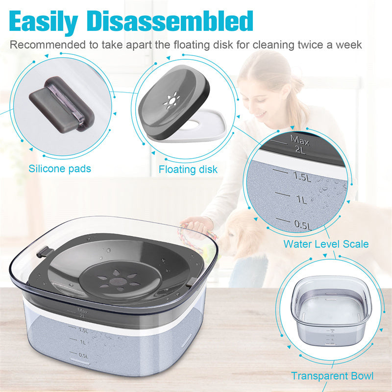 Spill Proof Dog Bowl Transparent with Visible Water Level - Kenzllc