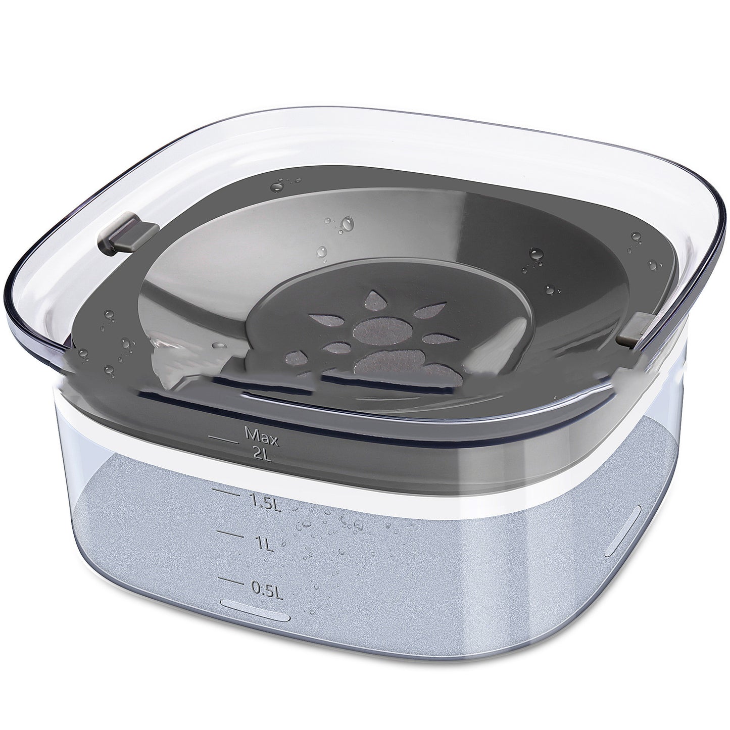 Spill Proof Dog Bowl Transparent with Visible Water Level - Kenzllc