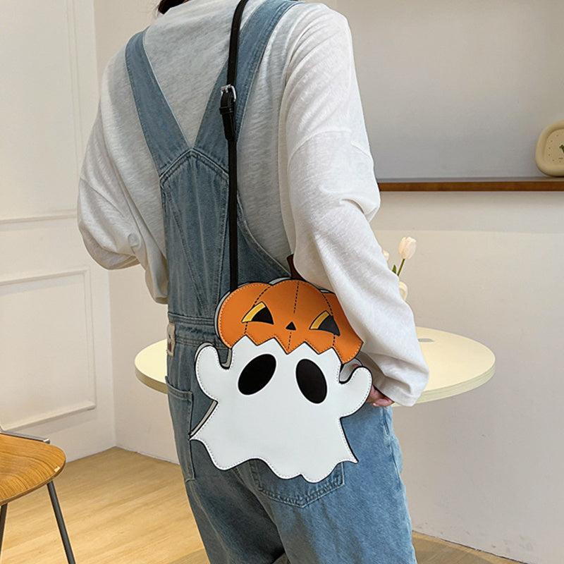 Halloween Shouder Bags Creative 3D Cartoon Pumpkin Ghost Design Cute Bags Women Cell Phone Purses Novelty Personalized Candy Crossbody Bags - Kenzllc