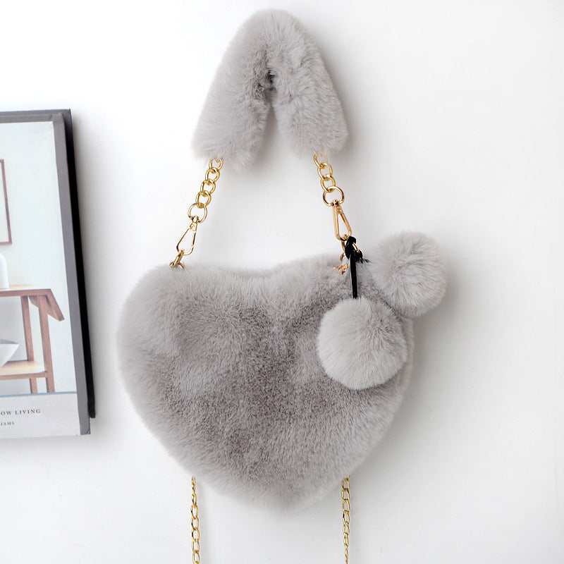 Love Bags Soft Plush Handbags Women Valentine's Day Party Bag - Kenzllc