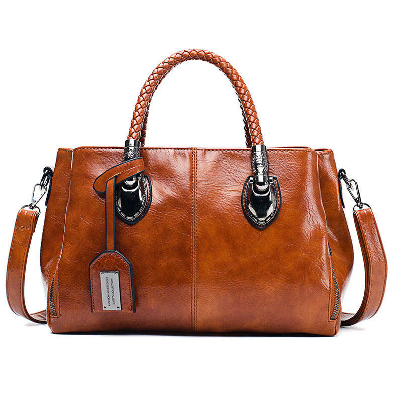 Vintage Oil Wax leather luxury handbags Women Bags - Kenzllc