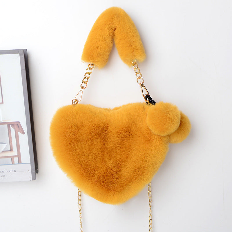 Love Bags Soft Plush Handbags Women Valentine's Day Party Bag - Kenzllc