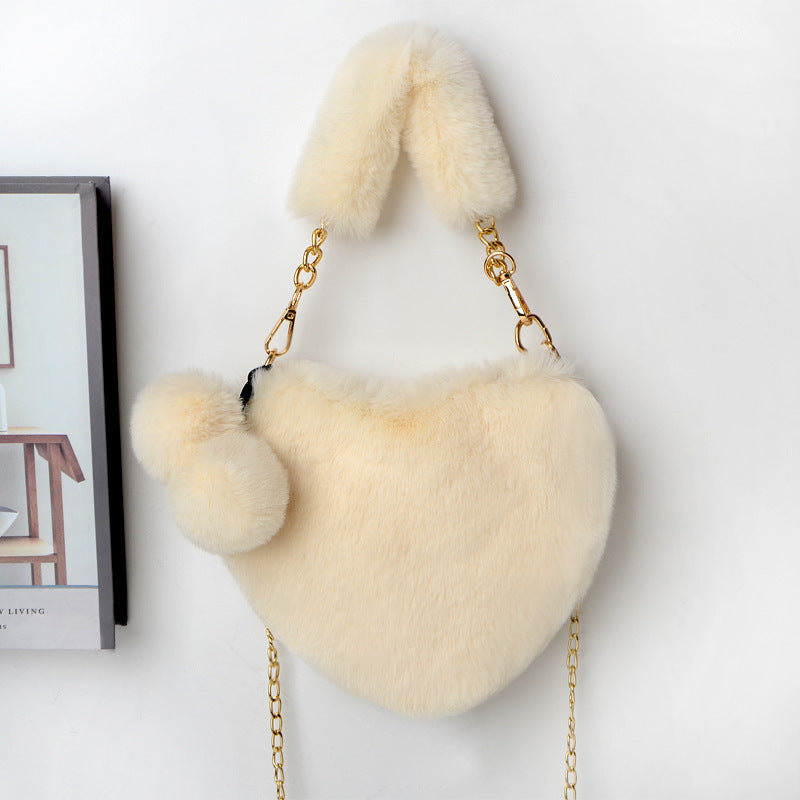 Love Bags Soft Plush Handbags Women Valentine's Day Party Bag - Kenzllc
