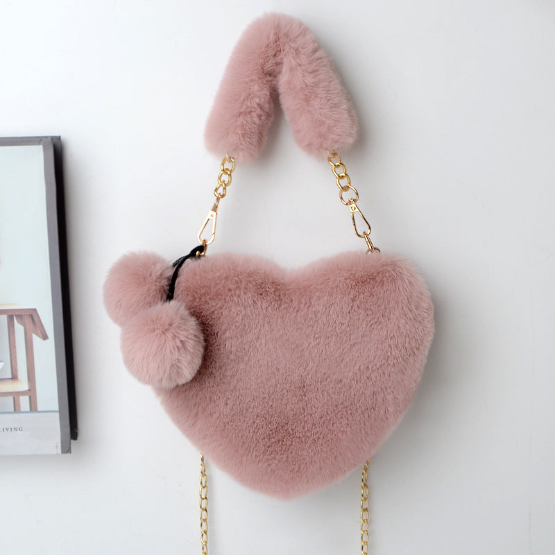 Love Bags Soft Plush Handbags Women Valentine's Day Party Bag - Kenzllc