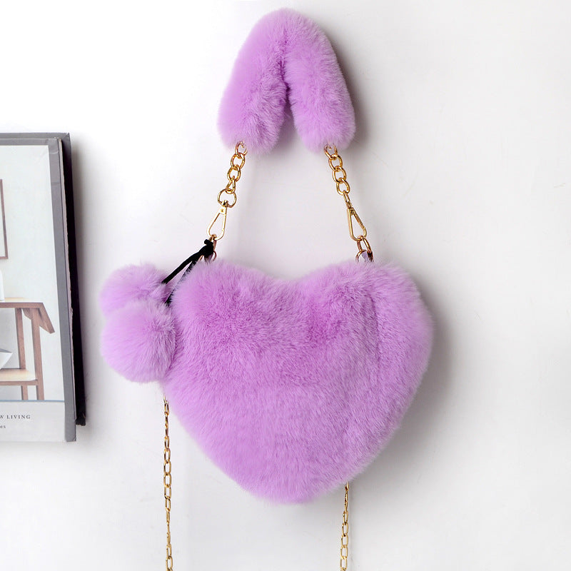 Love Bags Soft Plush Handbags Women Valentine's Day Party Bag - Kenzllc
