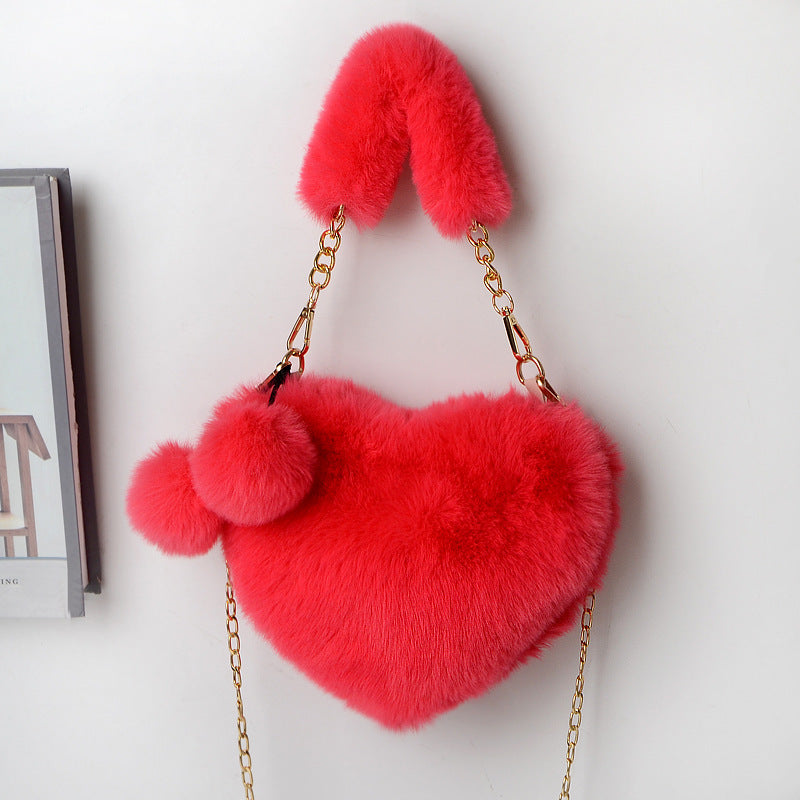 Love Bags Soft Plush Handbags Women Valentine's Day Party Bag - Kenzllc