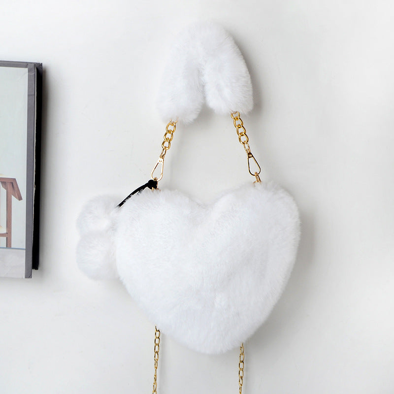 Love Bags Soft Plush Handbags Women Valentine's Day Party Bag - Kenzllc