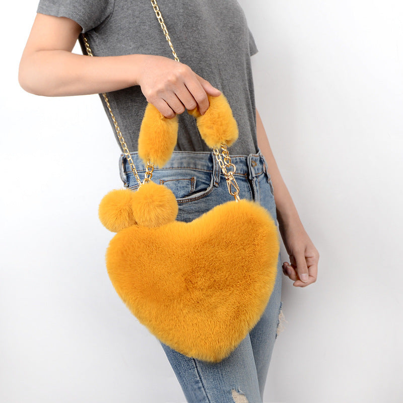 Love Bags Soft Plush Handbags Women Valentine's Day Party Bag - Kenzllc