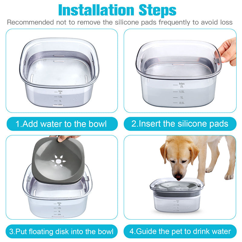 Spill Proof Dog Bowl Transparent with Visible Water Level - Kenzllc