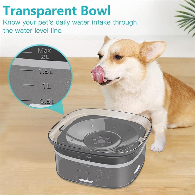 Spill Proof Dog Bowl Transparent with Visible Water Level - Kenzllc
