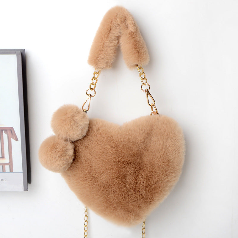 Love Bags Soft Plush Handbags Women Valentine's Day Party Bag - Kenzllc