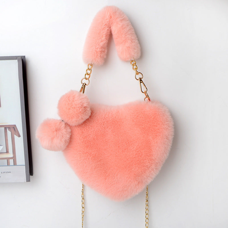Love Bags Soft Plush Handbags Women Valentine's Day Party Bag - Kenzllc