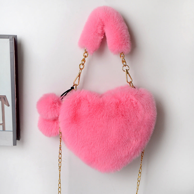 Love Bags Soft Plush Handbags Women Valentine's Day Party Bag - Kenzllc