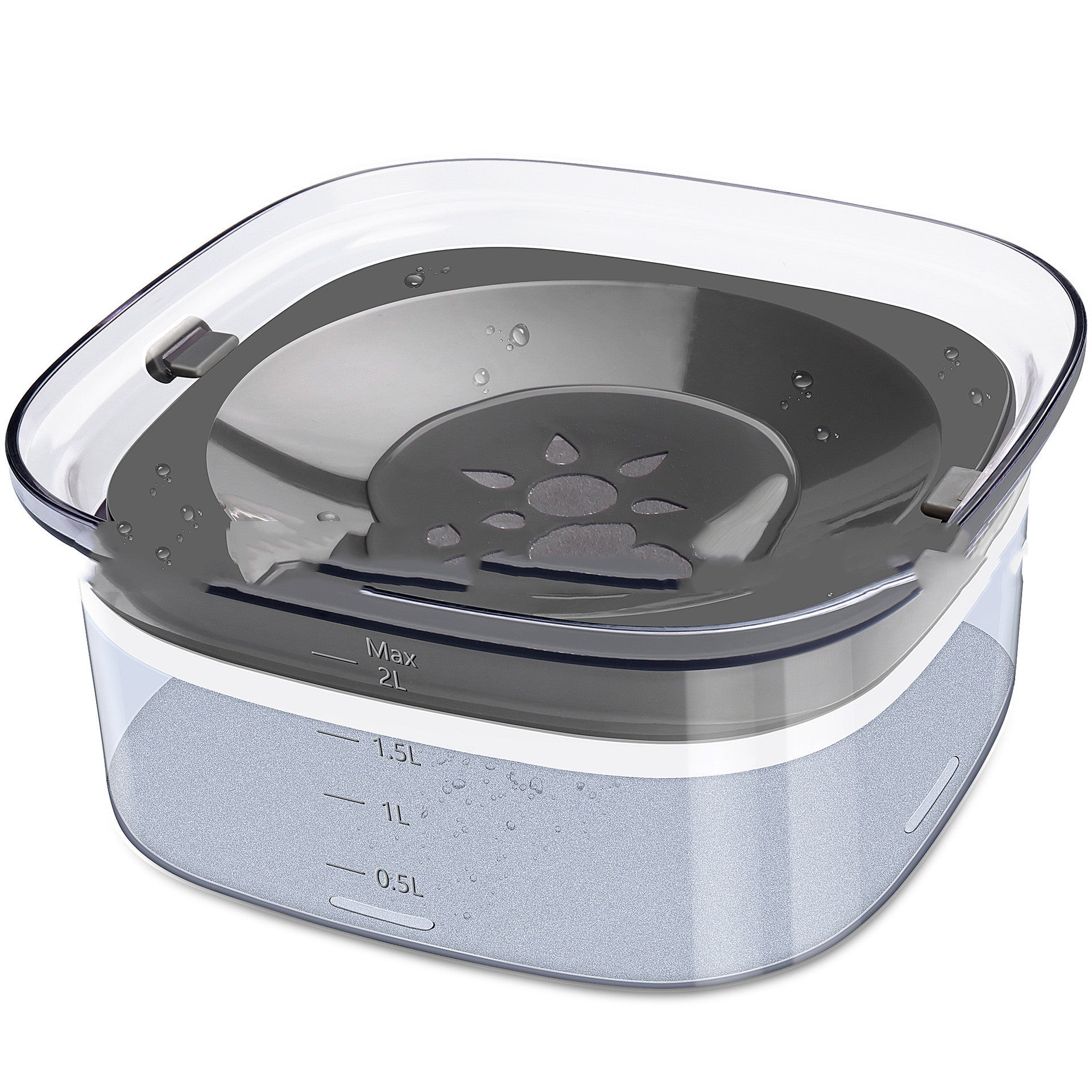 Spill Proof Dog Bowl Transparent with Visible Water Level - Kenzllc
